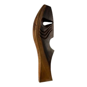 Abstract Wood Sculpture on Stone Base