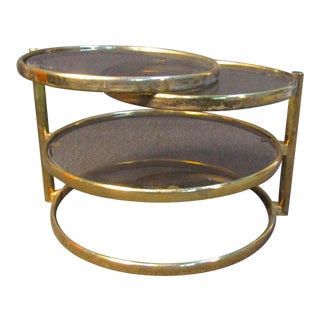 Mid-Century Modern Adjustable Brass Hoop Table For Sale