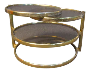 Mid-Century Modern Adjustable Brass Hoop Table