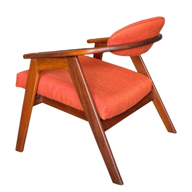 Burnt Orange 1950s Walnut 916-Cc Lounge Chairs Attributed to Adrian Pearsall for Craft Associates - A Pair For Sale - Image 8 of 18