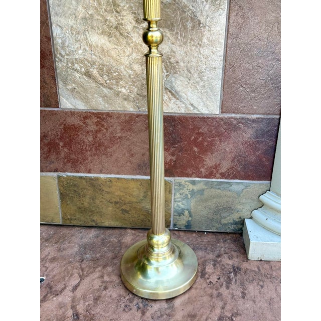 1980’s, Vintage, Polished Brass, Display/Pedestal Stand, Fluted Columns and a Stepped-Circular Base, Weighted, 36” Tall For Sale In South Bend - Image 6 of 11