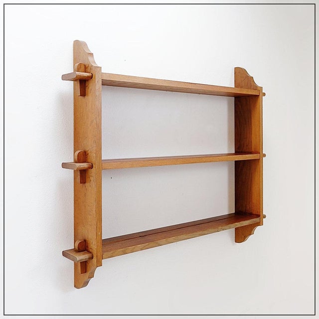 Arts & Crafts Style Pegged Wall Hung Shelves, 1960s For Sale - Image 13 of 13