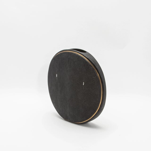 R & Y Augousti Shagreen Vase With Brass Details by R&y Augousti For Sale - Image 4 of 9