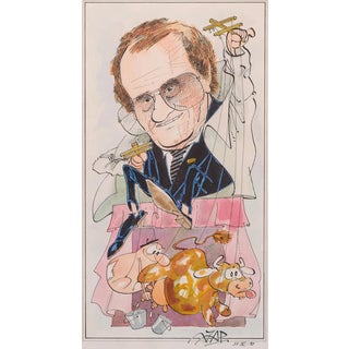 Jaume Paltre, Caricature of a Puppet Master, 1990s, Ink and Pencil For Sale