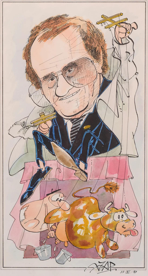 Jaume Paltre, Caricature of a Puppet Master, 1990s, Ink and Pencil