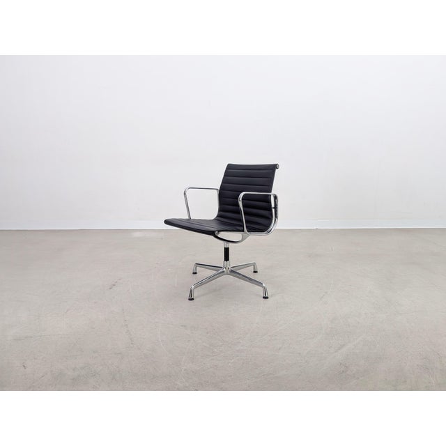 Vitra EA 108 Chair in Black Leather by Charles & Ray Eames for Vitra For Sale - Image 4 of 13