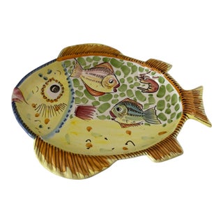 Vintage "Solimene Vietri" Ceramic Fish Serving Platter Marked For Sale