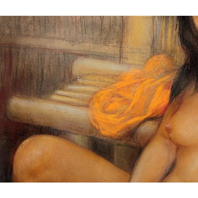 Figurative Desnudo Femenino” Signed Pastel Nude by Cesar Amorsolo, C. 1970s For Sale - Image 3 of 5