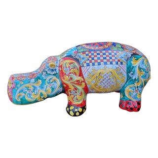 Sicilian Artist, Hippopotamus, 2000, Hand-Glazed Ceramic For Sale