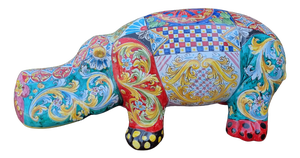 Sicilian Artist, Hippopotamus, 2000, Hand-Glazed Ceramic