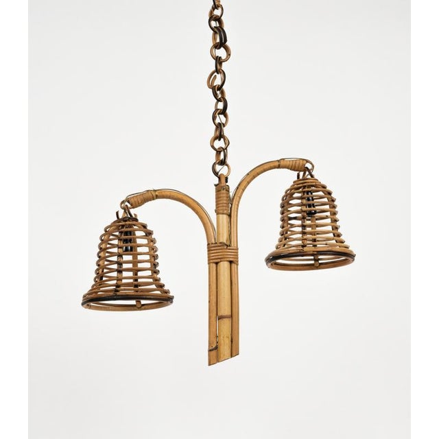 Mid-Century Modern Bamboo and Rattan Hanging Light, 1960s For Sale - Image 4 of 13