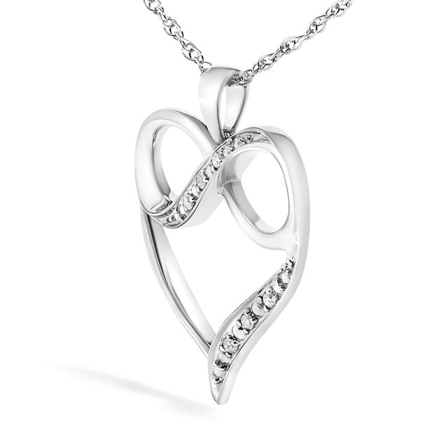 Contemporary .925 Sterling Silver Diamond Accent Infinity Heart Love Pendant Necklace (J-K Color, I2-I3 Clarity) - 18" Inches For Sale - Image 3 of 5