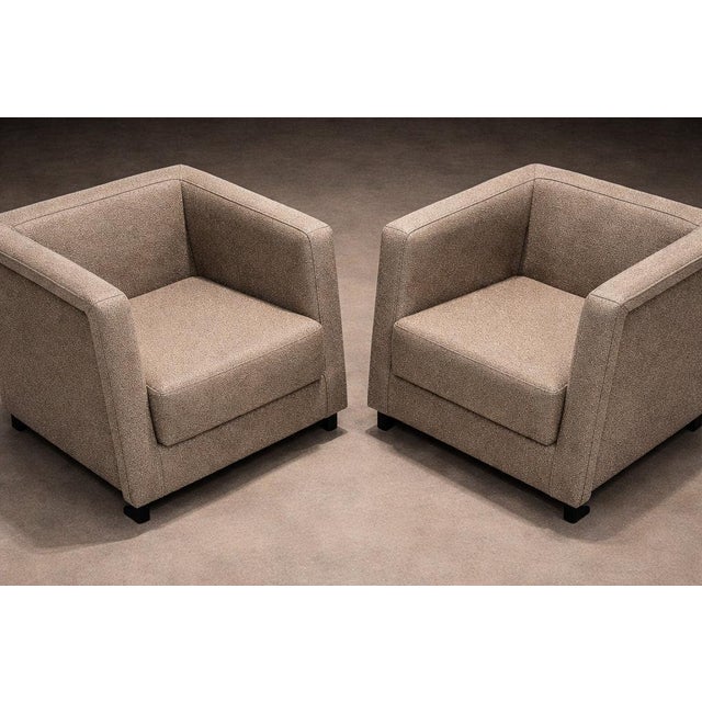 Geraldo de Barros Geraldo De Barros Pair of Armchairs in Blackened Steel & Taupe Mushroom Wool Bouclé, Brazil, 1970s For Sale - Image 4 of 11