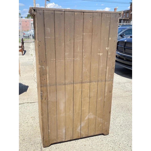 Antique French Country Farmhouse Beige Distressed Paint Kitchen Cupboard Cabinet For Sale - Image 11 of 13