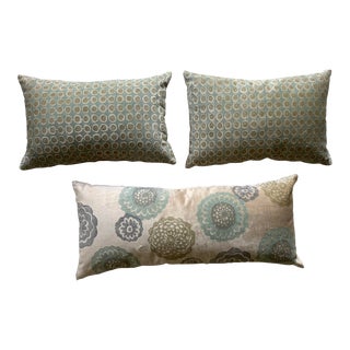Contemporary Room & Board Printed Velvet Pillows- Set of 3 For Sale