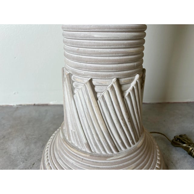 Cream 1980's Vintage Sculptural Faux Pencil Reed Plaster Floor Lamp For Sale - Image 8 of 12