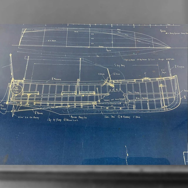 Charming Original Blueprint for Yacht Tender Onboard Yacht Rima For Sale In Boston - Image 6 of 9