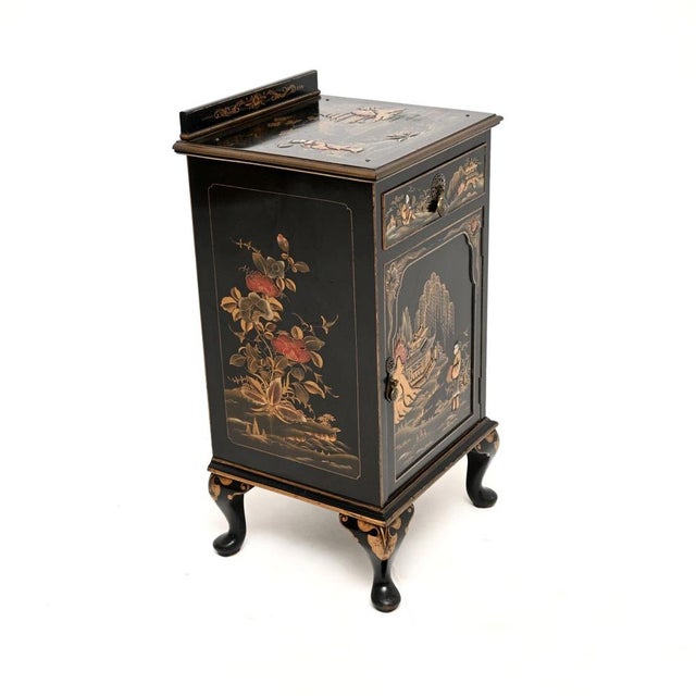 Antique Chinoiserie Lacquered Bedside Cabinet, 1900s For Sale - Image 4 of 12
