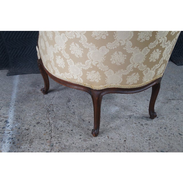 2 Antique French Louis XV Walnut Fauteuil Bergere Wingback Armchairs For Sale - Image 12 of 17
