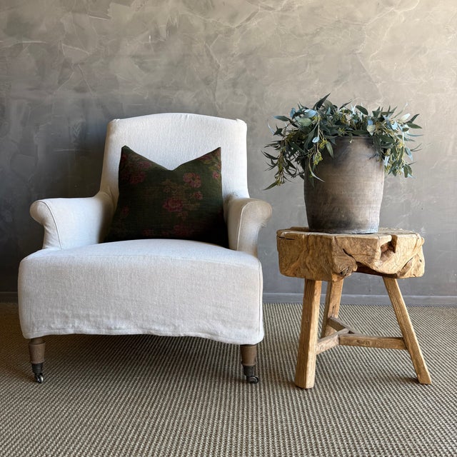 This solid stump slice was turned into a side table or stool. The solid thick top has a beautiful movement with unique...