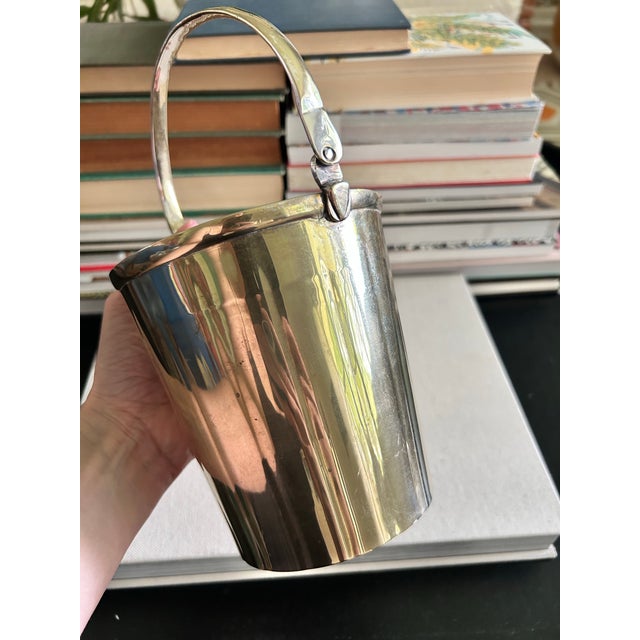 Vintage Silverplate Brass Petite Ice Bucket With Swing Handle For Sale In Louisville - Image 6 of 12