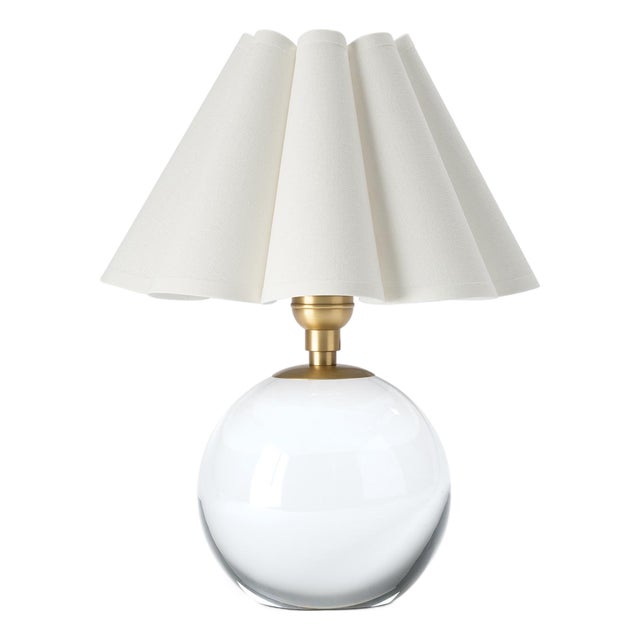 Regina Andrew Giorgio Crystal Mini Lamp, Natural Brass with Linen Scalloped Shade For Sale