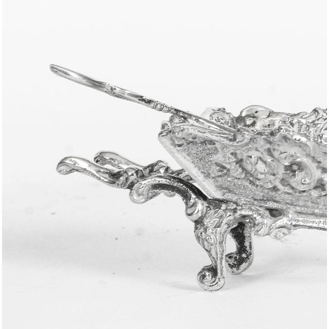 Metal 19th Century French Silver Salt Dishes in Shape of Wheelbarrows, Set of 2 For Sale - Image 7 of 18
