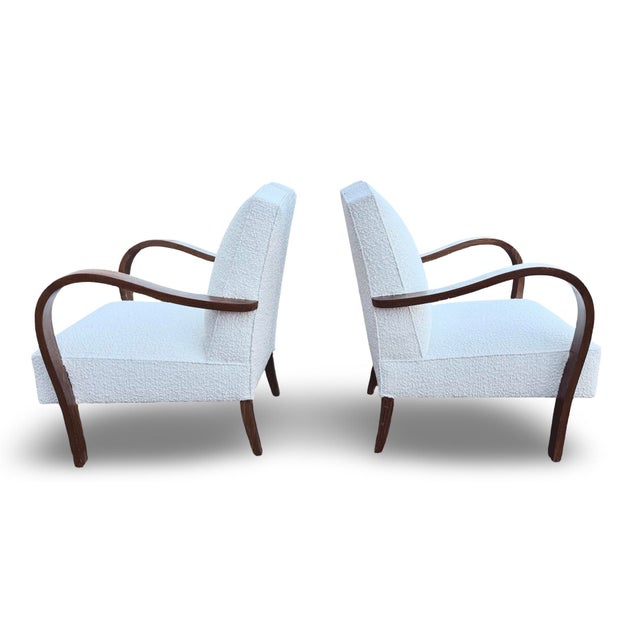 A Pair of 1930s Art Deco “Swan Song” Armchairs in Ivory Bouclé For Sale - Image 10 of 17
