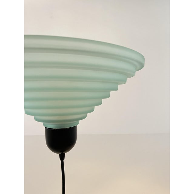 1980s Vintage Aqua Green Honeycomb Glass Pendant Lamp, 1980s For Sale - Image 5 of 11