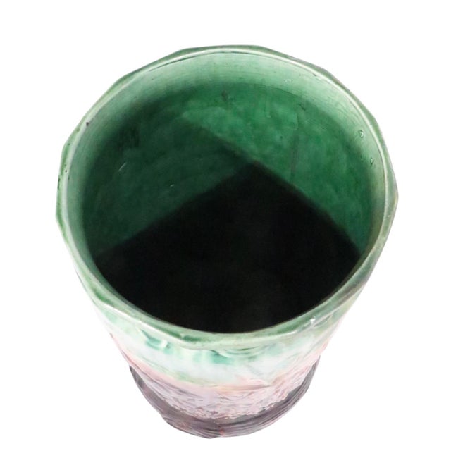 Brown Antique Majolica Umbrella Cane Stand Possibly Weller or Roseville For Sale - Image 8 of 15