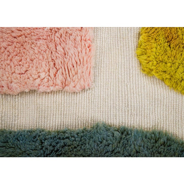 Abstract Color-Block Hand-Knotted Wool Rug | 8'7" X 6'11" | One of a Kind For Sale - Image 4 of 7