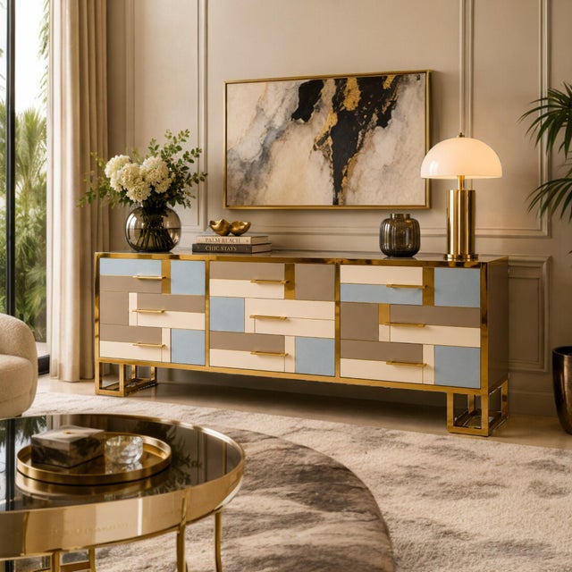 Italian Sideboard with Glass and Brass from Justfurnituress SRL For Sale - Image 10 of 11