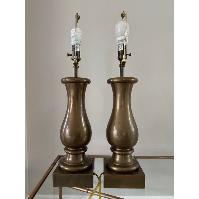 2000 - 2009 Visual Comfort Transitional Bronze Table Lamps - A Pair For Sale - Image 5 of 13