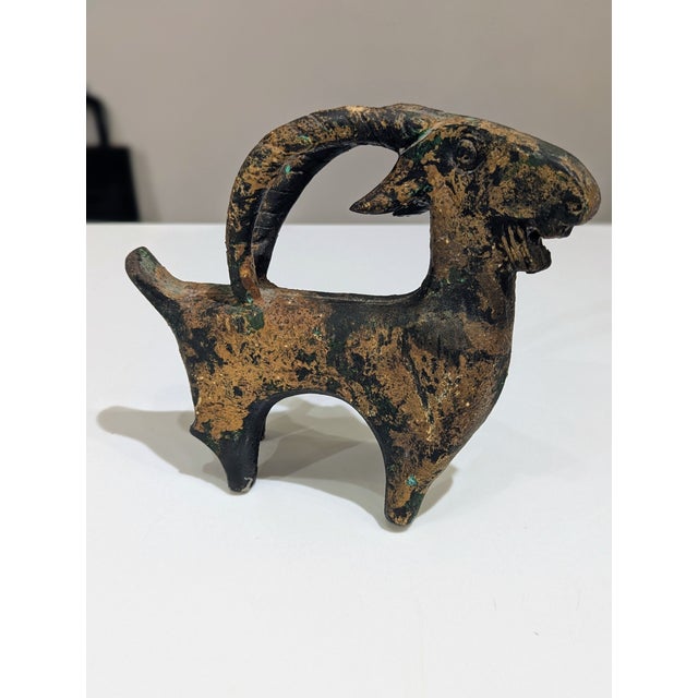 Brutalist Bronze Ibex Sculpture, Archaic Revival, Mid-Century For Sale - Image 3 of 6