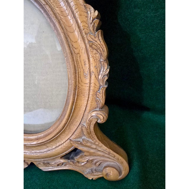 Wood Antique Victorian-Style Oval Tabletop Picture Frame With Original Beveled Glass For Sale - Image 7 of 7