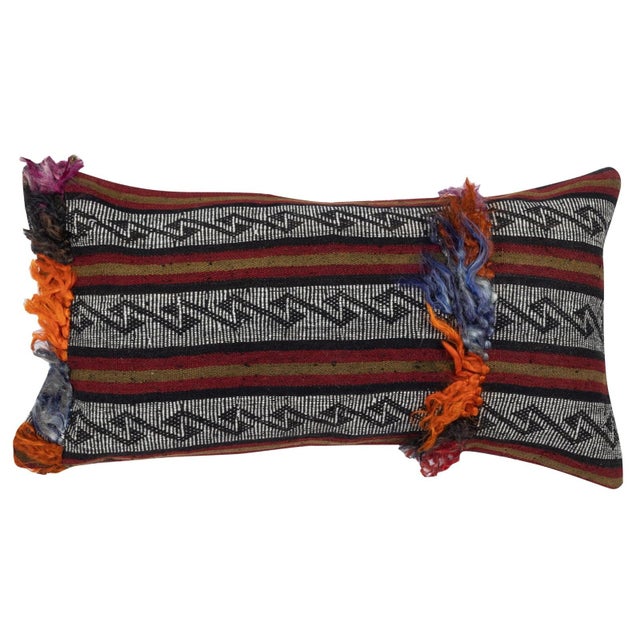 Traditional 16"x28" SET OF 2 - Handmade Kilim Cushion Covers. A pair of Lumbar Pillow Covers For Sale - Image 3 of 4