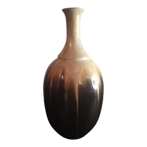 1970s Studio Art Drip Glaze Ceramic Decorative Vase