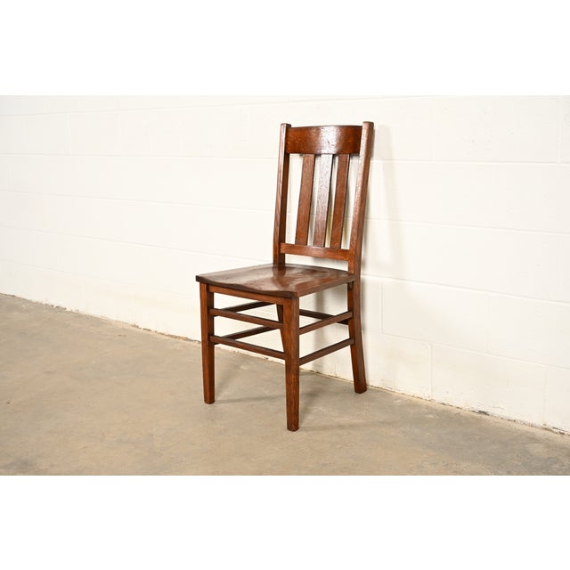 Charles Limbert Limbert Style Antique Mission Oak Arts & Crafts Side Chair or Dining Chair, Circa 1910 For Sale - Image 4 of 15