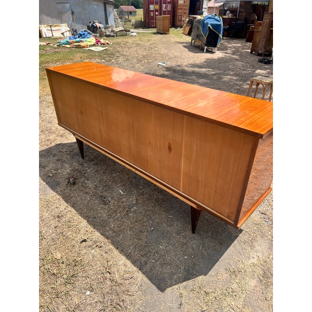 Brass French Art Deco 1940's Light Macassar Sideboard For Sale - Image 8 of 12