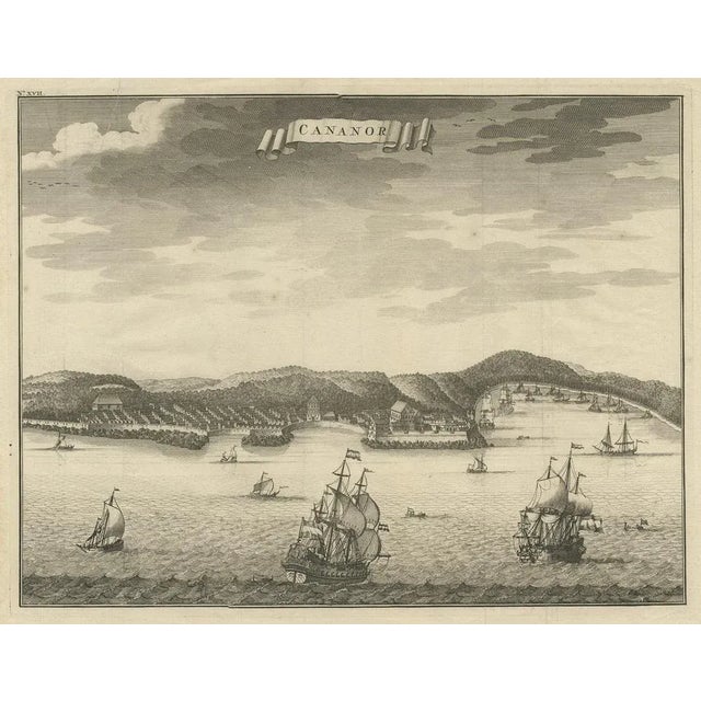 Early 18th Century Kannur or Cananore with Ships, 1726, Paper For Sale - Image 5 of 6