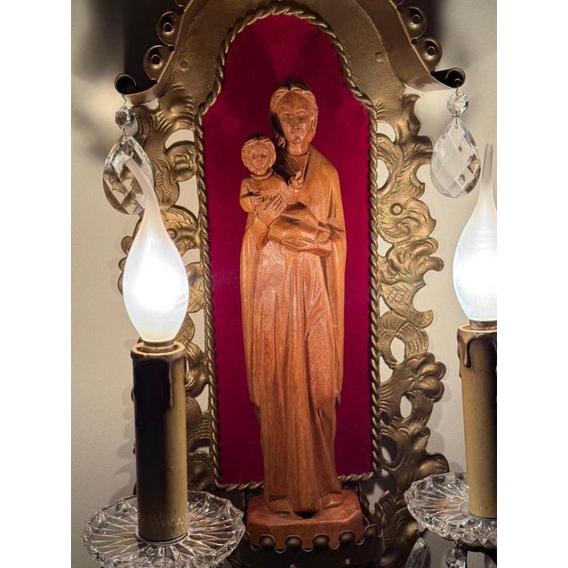 Hollywood Regency Wall Lamp with Mother Mary and Baby Jesus, 1950s For Sale - Image 15 of 18