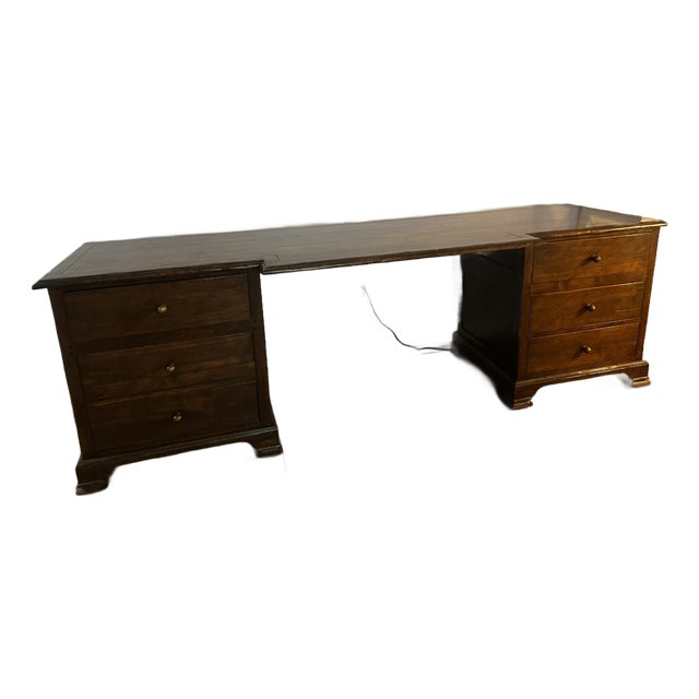 The Sterling Collection Solid Walnut Partner Desk — Rustic European, 96" For Sale