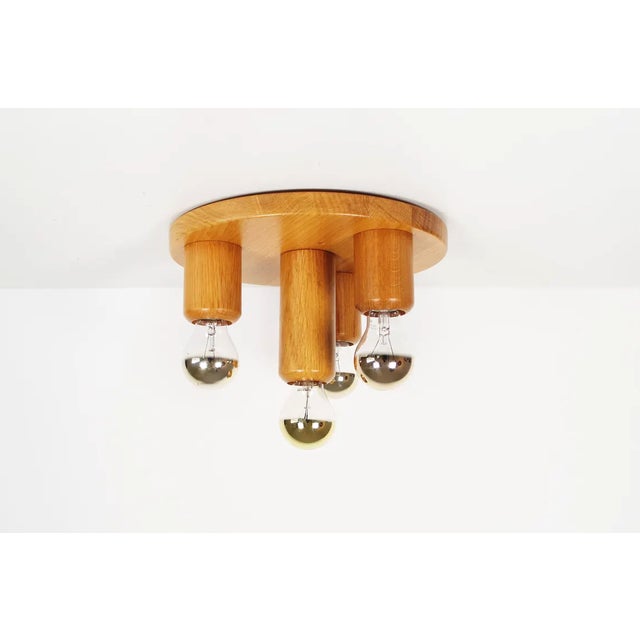 Wood Vintage Japandi Style Ceiling Light, 1970s For Sale - Image 7 of 7