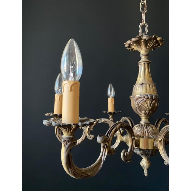 Vintage Brass Chandelier, 1960s For Sale - Image 9 of 14
