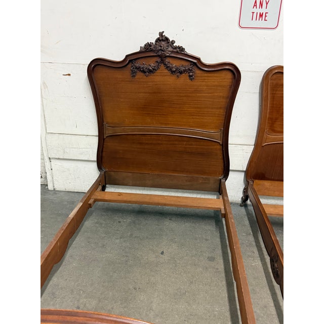 Twin Size Louis XV Style Carved Wood Bed Frame, Antique For Sale - Image 10 of 12