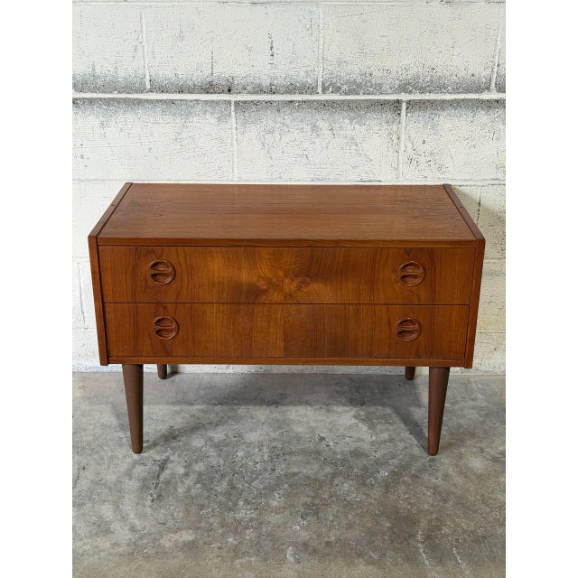 Small Danish Teak Dresser With 2 Drawers Scandinavian Mid-Century Modern Vintage For Sale - Image 11 of 12