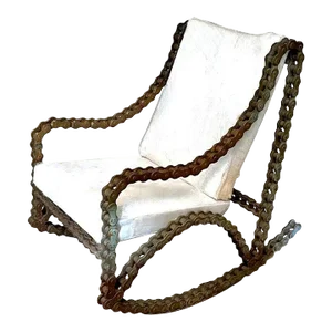 Industrial Chain Rocking Chair with Pony Skin Cushions