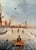 Dutch Artist, Winter Landscape with Windmill and Skaters, Oil on Board, 1950s For Sale - Image 3 of 10