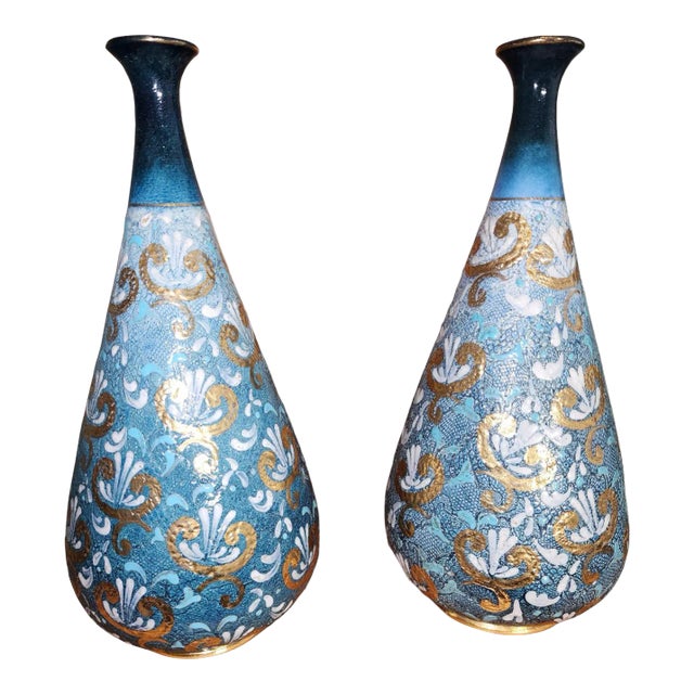 1900 Royal Doulton Slaters Patent Vases Pair For Sale