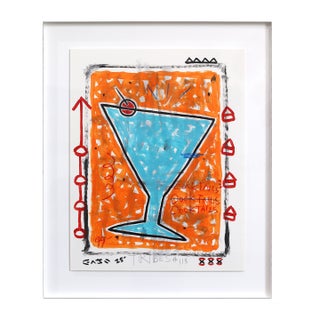 One More Pour - Original Colorful Martini Pop Art Painting, Framed, by Gary John For Sale